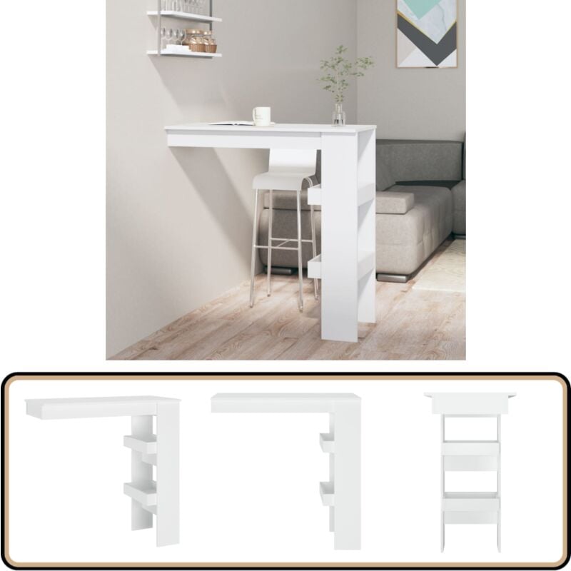 Vidaxl - Table de bar murale Blanc 102x45x103,5 cm Bois d'ingénierie - Table De Bar Murale - Table De Bar Design - Table De Bar Blanche - Meuble Bar