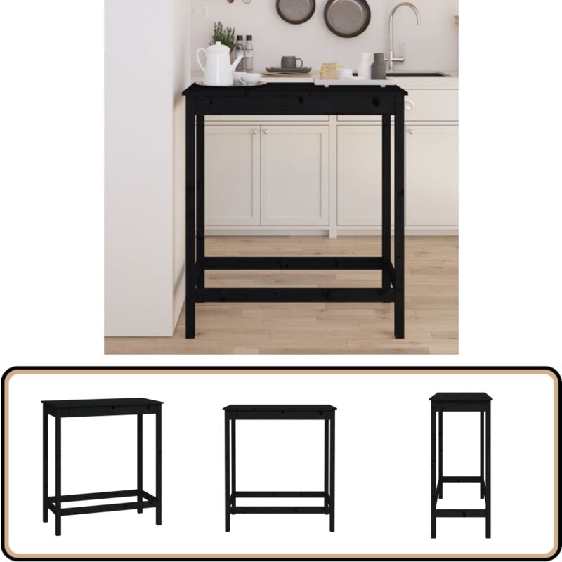 Vidaxl - Table de bar Noir 100x50x110 cm Bois massif de pin - Table De Bar - Table Basse - Table Reception - Table Bistro - Table En Bois