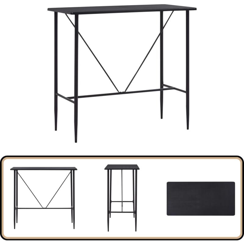 Table de bar Noir 120x60x110 cm mdf - Table De Bar - Table Bistro - Table Haute - Meuble Moderne - Table Noire