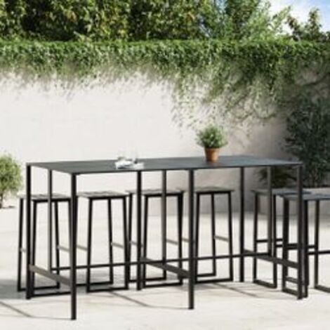 Table de bar noir 200x100x110 acier enduit de poudre