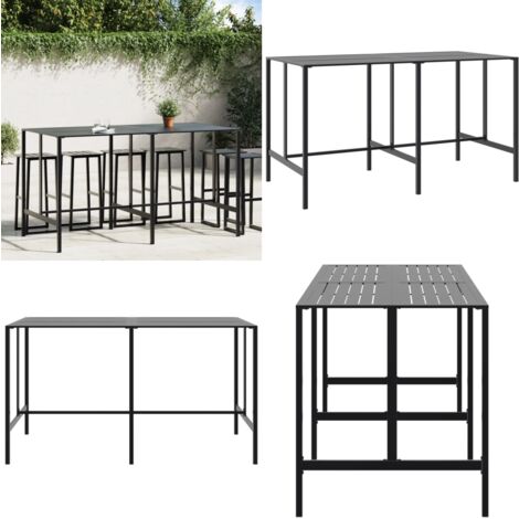 Table de bar noir 200x100x110 cm acier enduit de poudre - Table De Bar - Table D'appoint Extérieur - Mobilier De Jardin - Table Métal - Table Noire - Home & Living