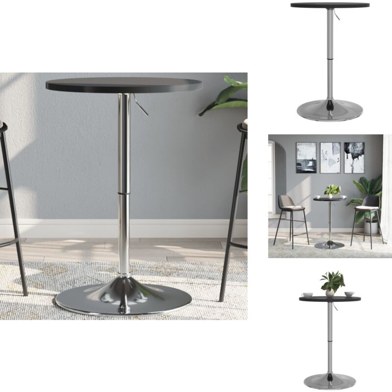 Vidaxl - Table de bar noir 50x50x90 cm bois d'ingénierie et acier chromé - Table De Bar - Table Pub - Table Cuisine - Table Ajustable - Table Noire