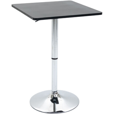 Table de bar réglable en hauteur, 360° rotative, pieds antiraies, base métallique robuste, Noir/Argent