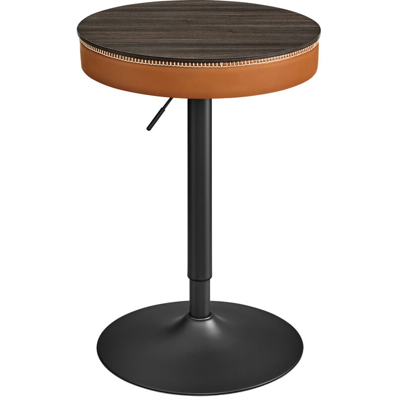 Vasagle - Table de Bar Réglable en Hauteur, Petite Table avec Rangement, pu avec Coutures, Style Moderne Mi-siècle, Bar, Cuisine, Salon, Marron