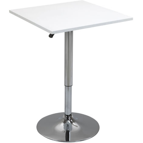 Table de bar réglable en hauteur, pivotante à 360°, pieds résistants aux rayures, base métallique stable, couleur blanche
