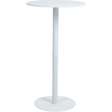 Table de bar ronde Ø 60 cm – Plateau bois peuplier blanc pied métal hauteur 110 cm 100009215