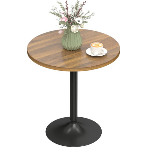 Table de bar ronde 60 cm. table haute cuisine mange-debout avec patins antidérapants. pour cuisine. salon. noyer