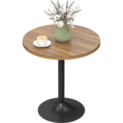 Table de bar ronde 60 cm, table haute debout avec patins antidérapants, pour cuisine et salon, noyer