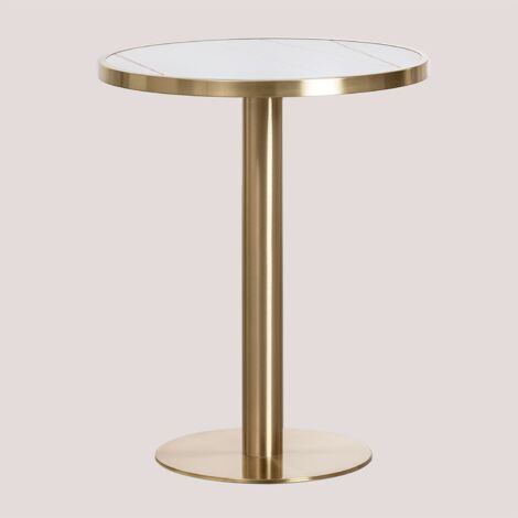 Table de bar ronde en grès (Ø60 cm) Manhattan SKLUM Blanc