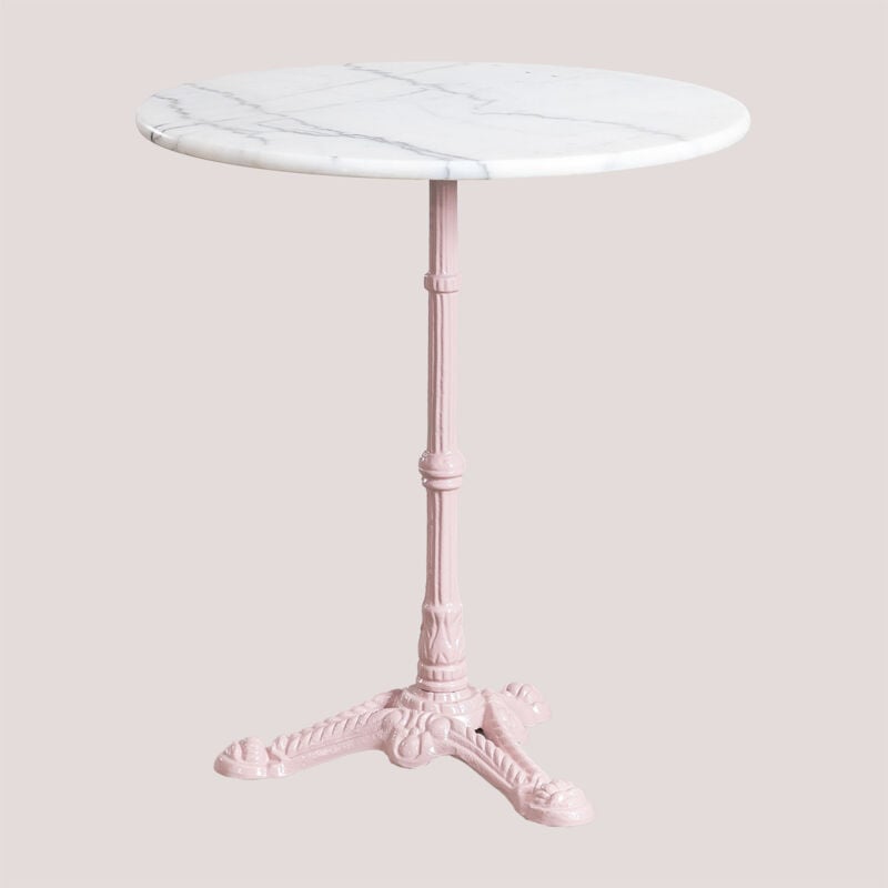 Table de Bar Ronde en Marbre Moka SKLUM Rose Barbe à papa Ø70 cm