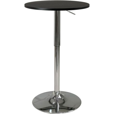 Table de bar ronde SETI, table de bistrot, table pour manger debout, hauteur réglable, base blanche, diamètre 60 cm, pivotante Seti (blanc intégré)