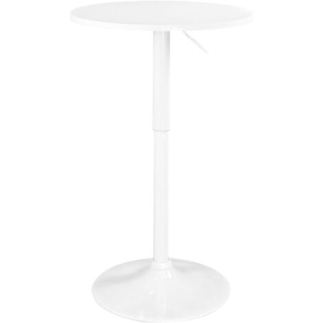 Table de bar ronde SETI, table de bistrot, table pour manger debout, hauteur réglable, base blanche, diamètre 60 cm, pivotante Seti (blanc intégré)