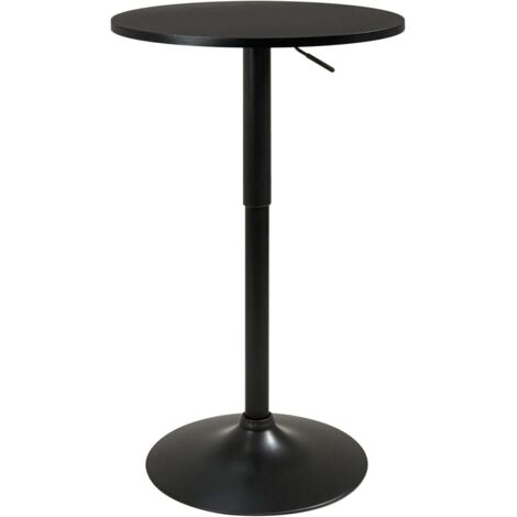Table de bar ronde SETI, table de bistrot, table pour manger debout, hauteur réglable, base blanche, diamètre 60 cm, pivotante Seti (blanc intégré)