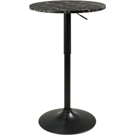 Table de bar ronde SETI, table de bistrot, table pour manger debout, hauteur réglable, base blanche, diamètre 60 cm, pivotante Seti (blanc intégré)