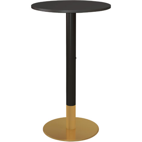 Table de bar ronde table de bistro table de cuisine style contemporain cadre en acier dim. 60L x 60l x 102H cm noir