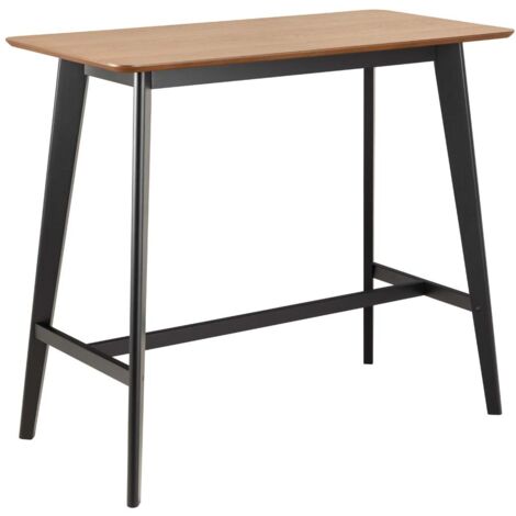 Table de bar scandinave en bois et métal noir 4 places L120 - LETA