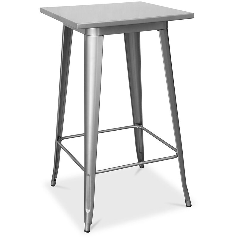 Privatefloor - Table tabouret carrée - Design industriel - 100 cm - Galla Acier