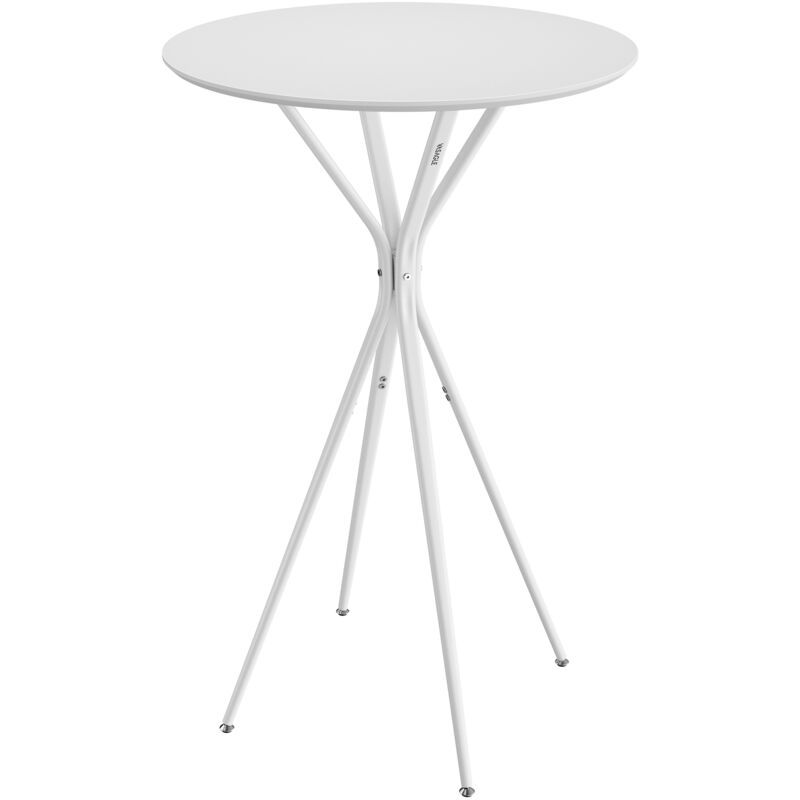 Table de Bar, Table Basse, Ronde, Haute, Structure Métallique, 60 x 60 x 105 cm, pour Cuisine, Bar Intérieur, Salon, Style Moderne, Montage Facile,