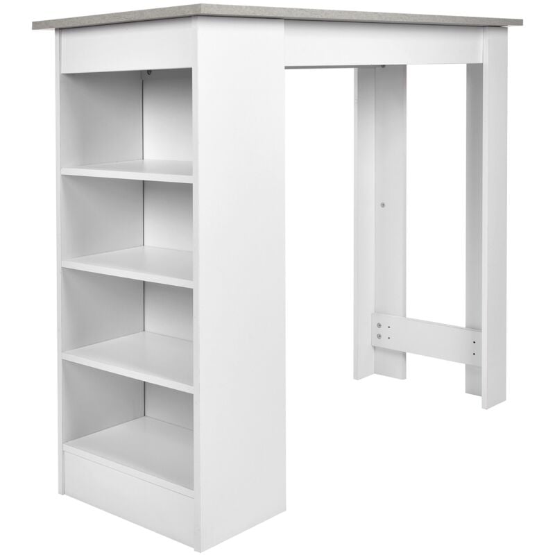 Tonchean - Table de Bar, Table de Bar Rectangulaire étroite, Bureau de Jeu Moderne en Bois pour Ordinateur Portable, Table de Cuisine avec 4 étagères