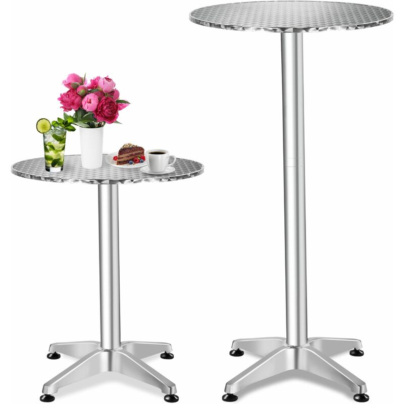 tectake - mange debout aluminium ø60cm - table bar, table haute, table haute de bar - 5,8 cm - gris