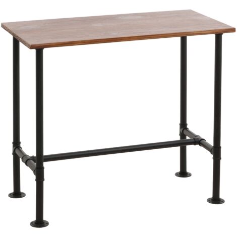 Table de bar table de comptoir bistro avec repose-pieds métal design industriel bois marron 108x120x61 cm 040008519