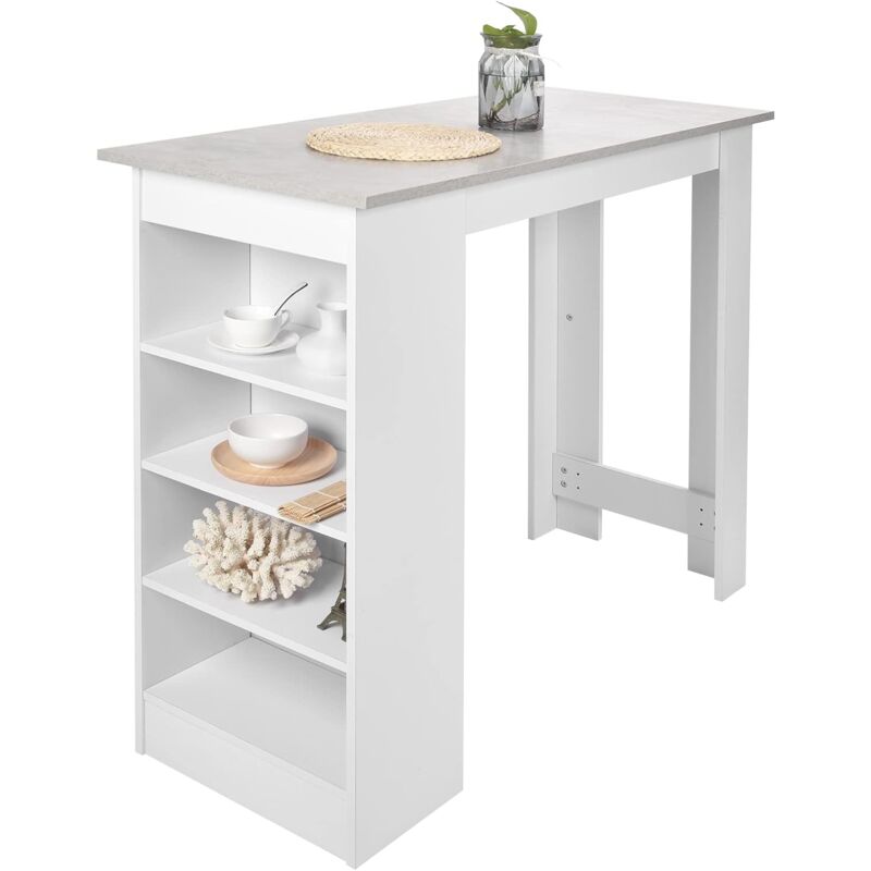 Table de bar, table de cuisine, table de bar avec rangement, table de bistrot, meuble de rangement pour salon, 115 x 103 x 50 cm, 40 kg