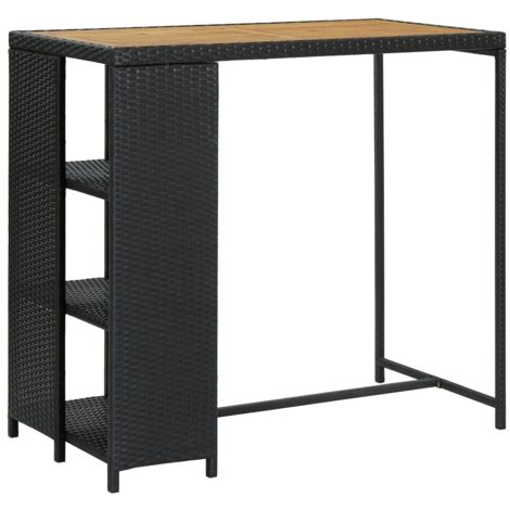 Table de bar, Table haut Table de cuisine avec rangement noir 120x60x110 cm résine tressée togp12271 DESIGN IN