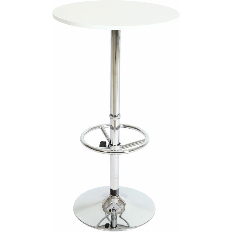 hhg - table de bar table de bistrot table de réception bari avec repose-pieds ø60cm blanc - white