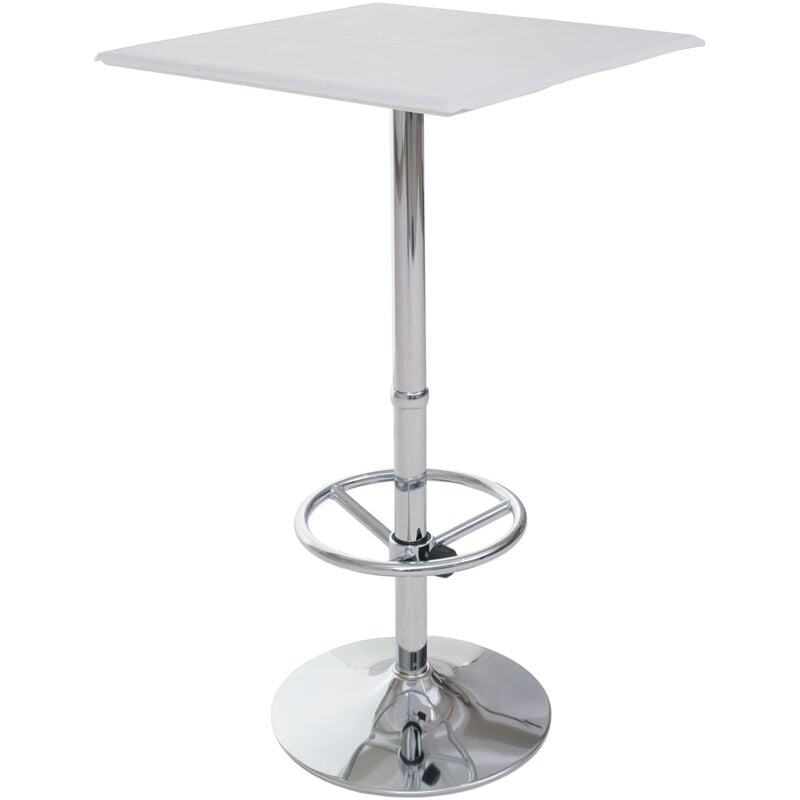 Jamais utilisé] Table de bar / table haute Chicago, avec repose-pied, 63x63x110cm, blanc