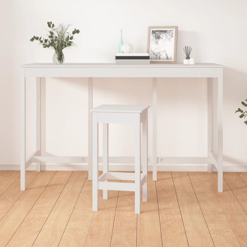 maisonchic - table de bar table haute de bar blanc 180x80x110 cm bois massif de pin 83046