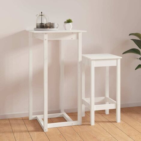 Table de bar Table haute de bar  Blanc 60x60x110 cm Bois massif de pin 25335
