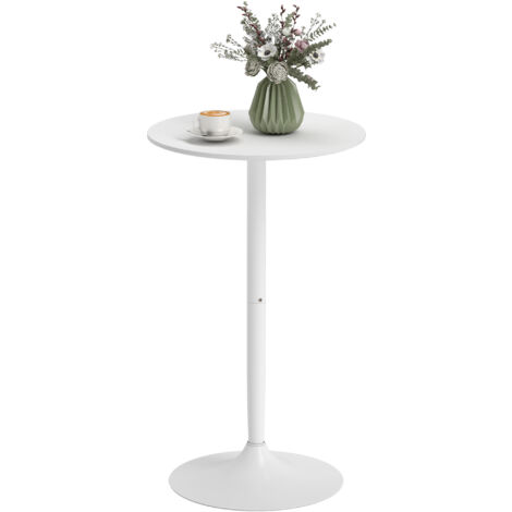 Table de bar, table haute pour 2 personnes, 60 x 60 x 102 cm, blanc
