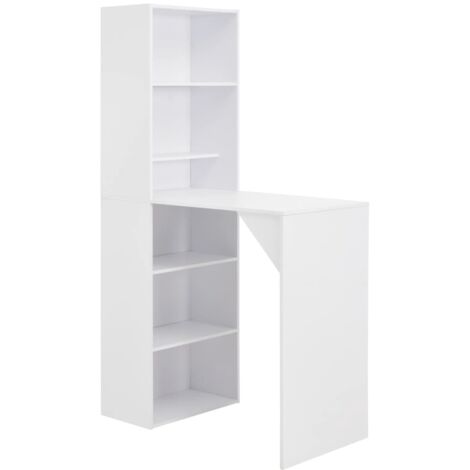 Table de bar Table haute Table de Cuisine avec armoire Blanc 115 x 59 x 200 cm 62187