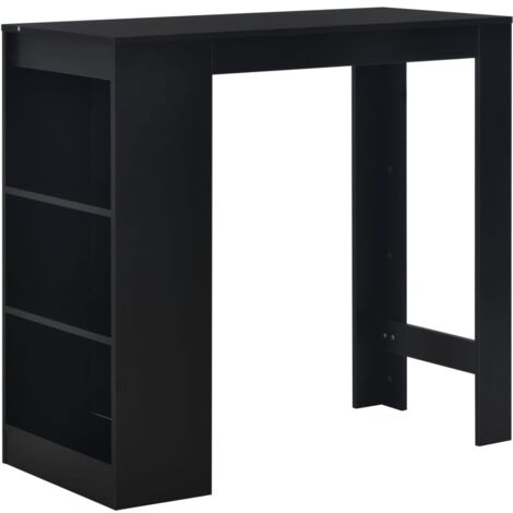 Table de bar Table haute  Table de Cuisine avec étagère Noir 110x50x103 cm 37747