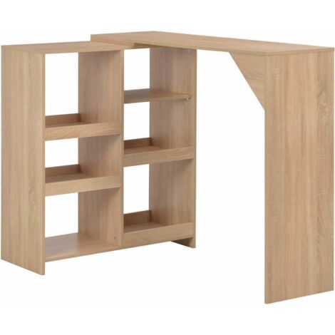Table de bar Table haute  Table de Cuisine avec tablette amovible Chêne 138x39x110 cm 30882