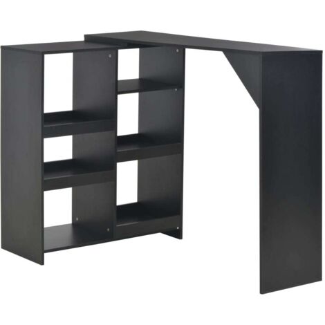 Table de bar Table haute  Table de Cuisine avec tablette amovible Noir 138x39x110 cm 55068
