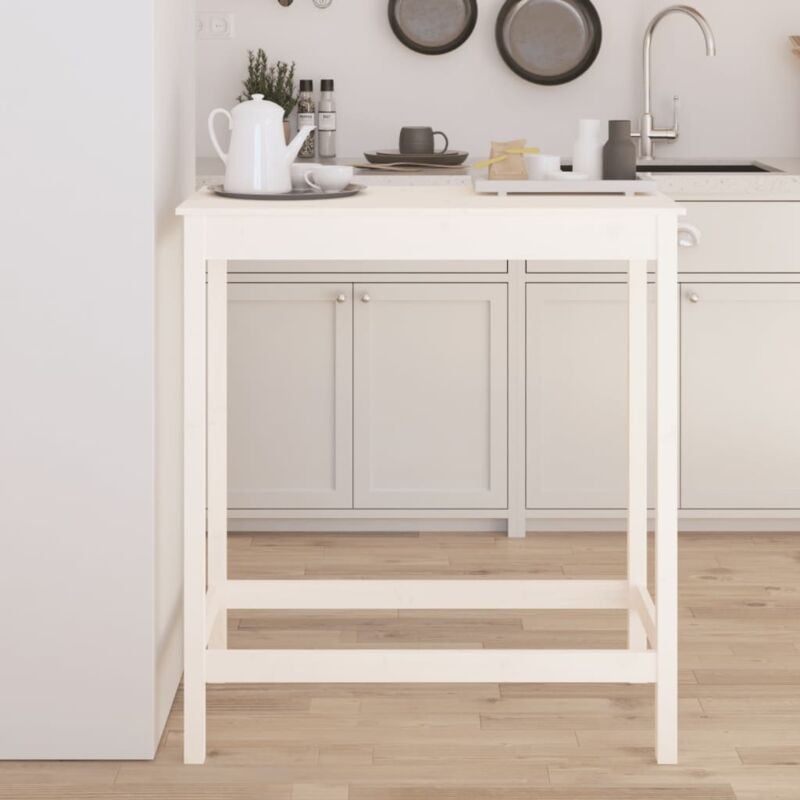Maison Chic - Table de bar Table haute Table de Cuisine blanc 100x50x110 cm bois massif de pin 12980