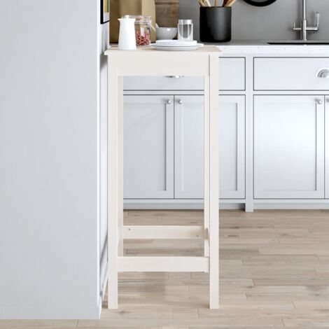 Table de bar Table haute  Table de Cuisine blanc 50x50x110 cm bois massif de pin 73010