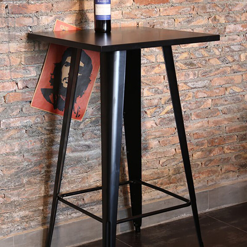 Table de Bar Table à Manger Table de Jardin Contemporain Noir 60x60x110 cm Pinède et Acier