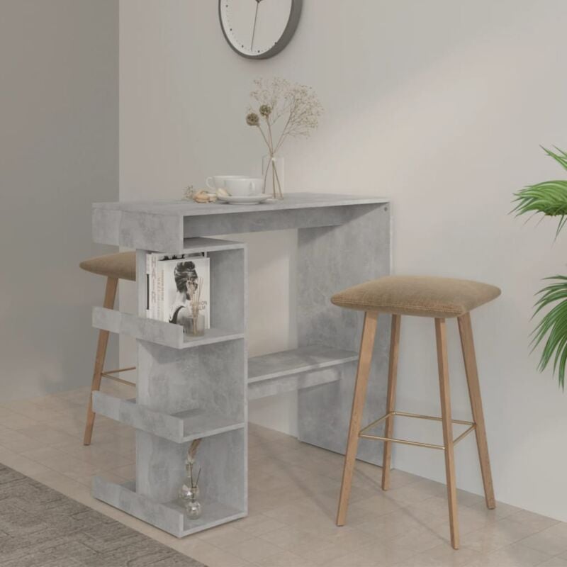 Maison Chic - Table de bar étagère de rangement Table haute Table de Cuisine Gris béton 100x50x101,5 cm 11722