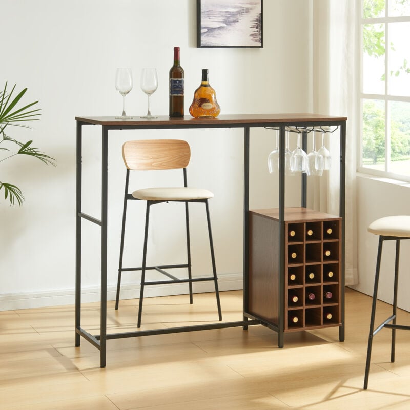 [en.casa] - Table de bar Trøndelag 120 x 40 x 105 cm noir effet noyer