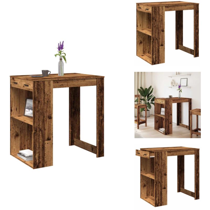 Vidaxl - Table de bar vieux bois 102x70x103,5 cm bois d'ingénierie - Table De Bar - Tables De Bar - Table De Pub - Table De Bar De Cuisine
