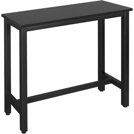 Table de bar WOLTU, Table de bistrot, Table à manger, Structure en métal, Plateau en bois massif, 120x40x100 cm, Noir
