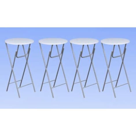 Table de bar，Table de Cuisine，Table Haute 4 pcs avec dessus de table en MDF Blanc CFW541318
