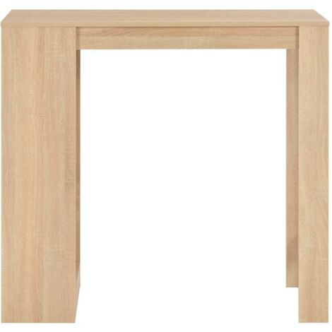 Table de bar,Table de Cuisine,Table Haute avec étagère Chêne 110x50x103 cm CFW334122
