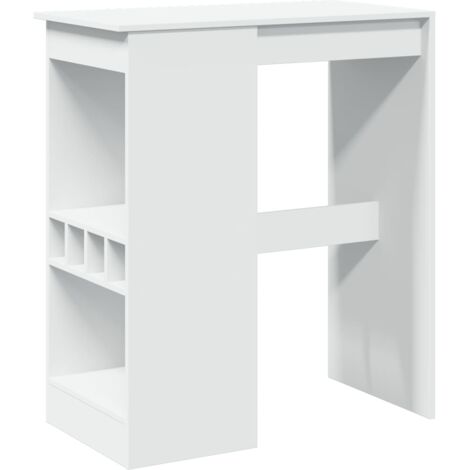 Table de bar，Table de Cuisine，Table Haute avec étagères blanc bois d'ingénierie CFW457973