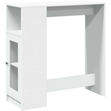 Table de bar，Table de Cuisine，Table Haute avec étagères blanc bois d'ingénierie CFW610871