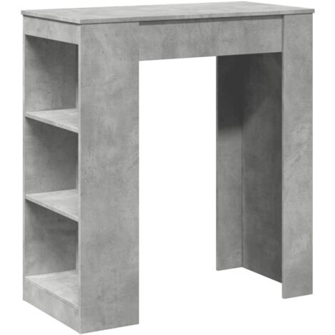 Table de bar,Table de Cuisine,Table Haute avec étagères gris béton bois d'ingénierie CFW736073
