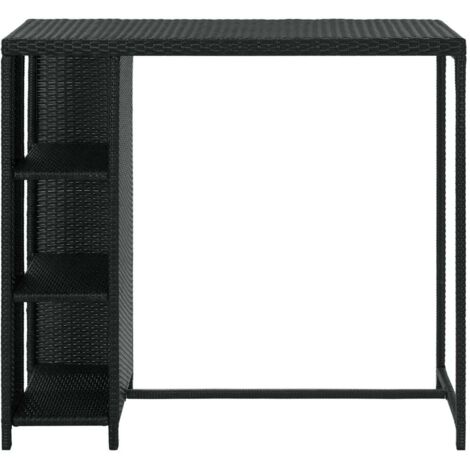 Table de bar，Table de Cuisine，Table Haute avec rangement Noir 120x60x110 cm Résine tressée CFW775393