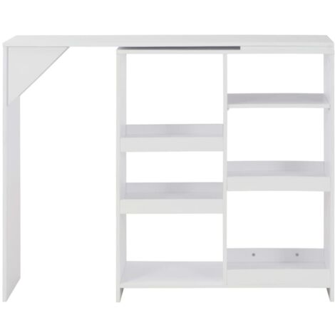 Table de bar，Table de Cuisine，Table Haute avec tablette amovible Blanc 138x39x110 cm CFW402996